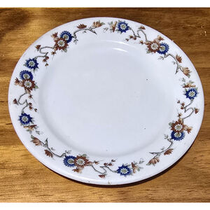 Vintage Syracuse China Restaurant Ware Plate Blue & Brown Floral